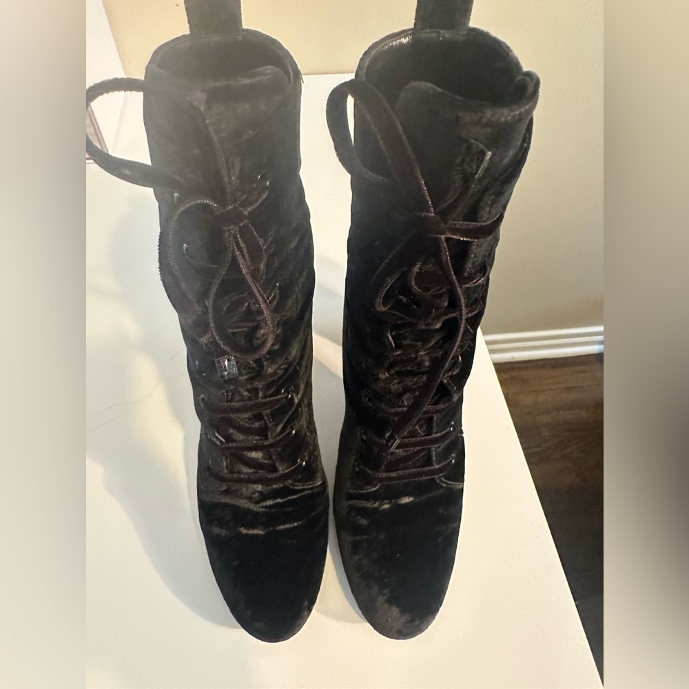 Saint Laurent Black Lace Up Boots